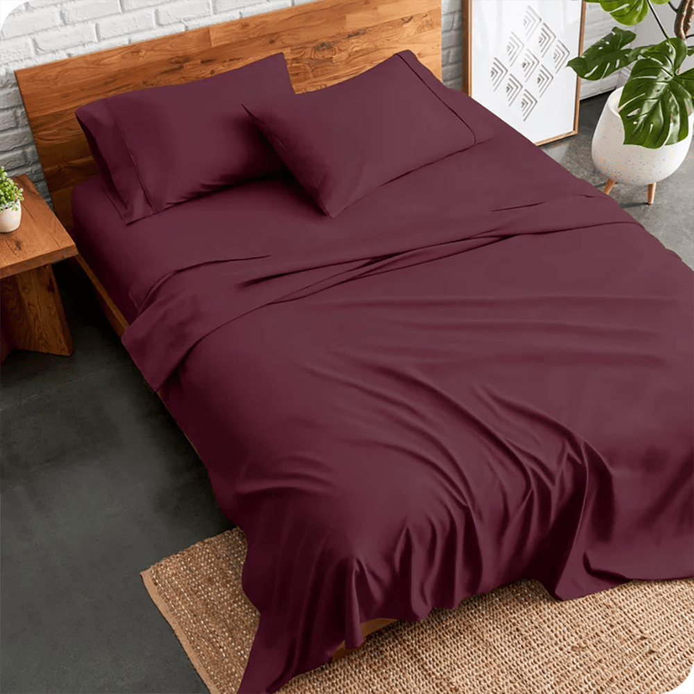 Cotton Plain Bed Sheet - Maroon โ Plain Bed Sheets price in Pakistan