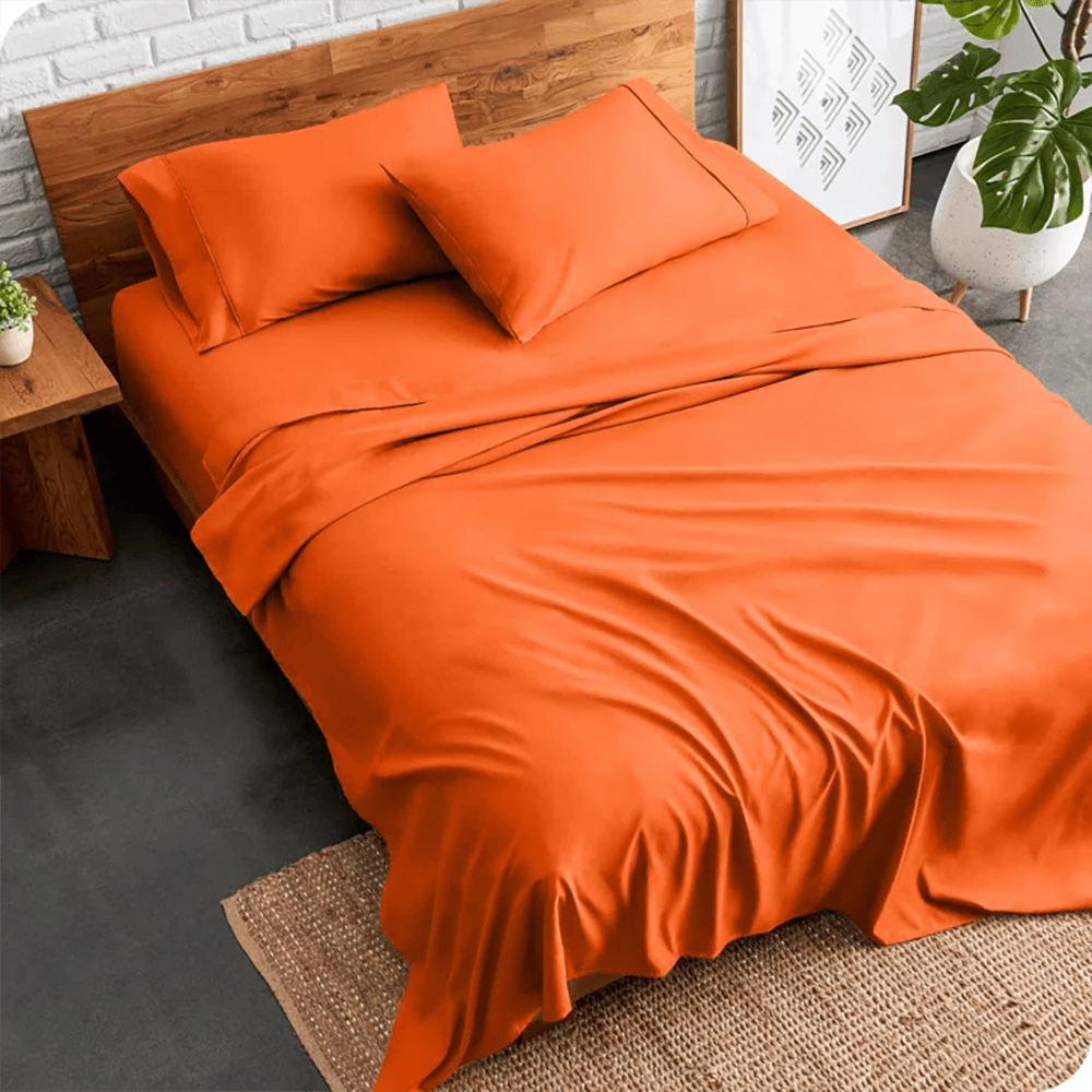 Cotton Plain Bed Sheet - Orange โ Plain Bed Sheets price in Pakistan