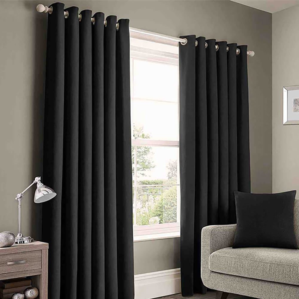 Plain Cotton Curtain - Black — Plain Curtains price in Pakistan