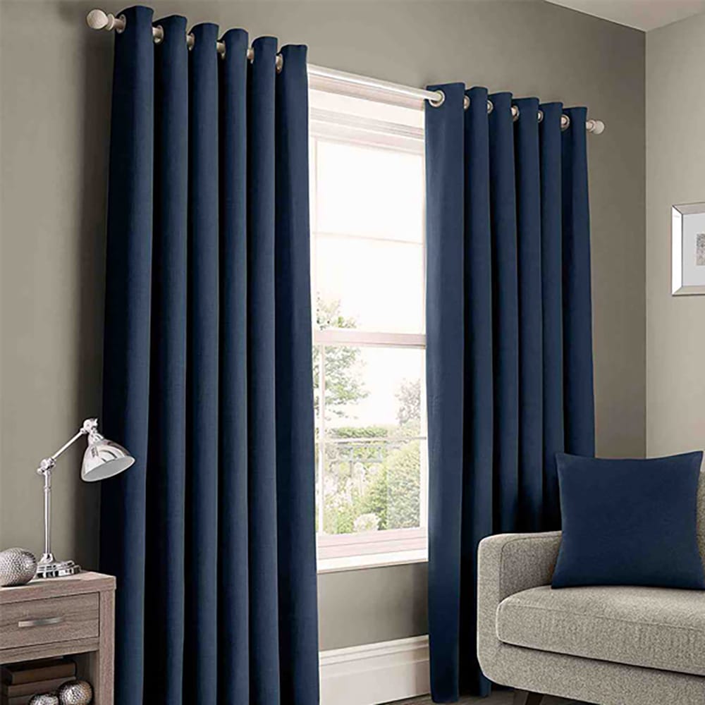 Plain Cotton Curtain - Blue — Plain Curtains price in Pakistan