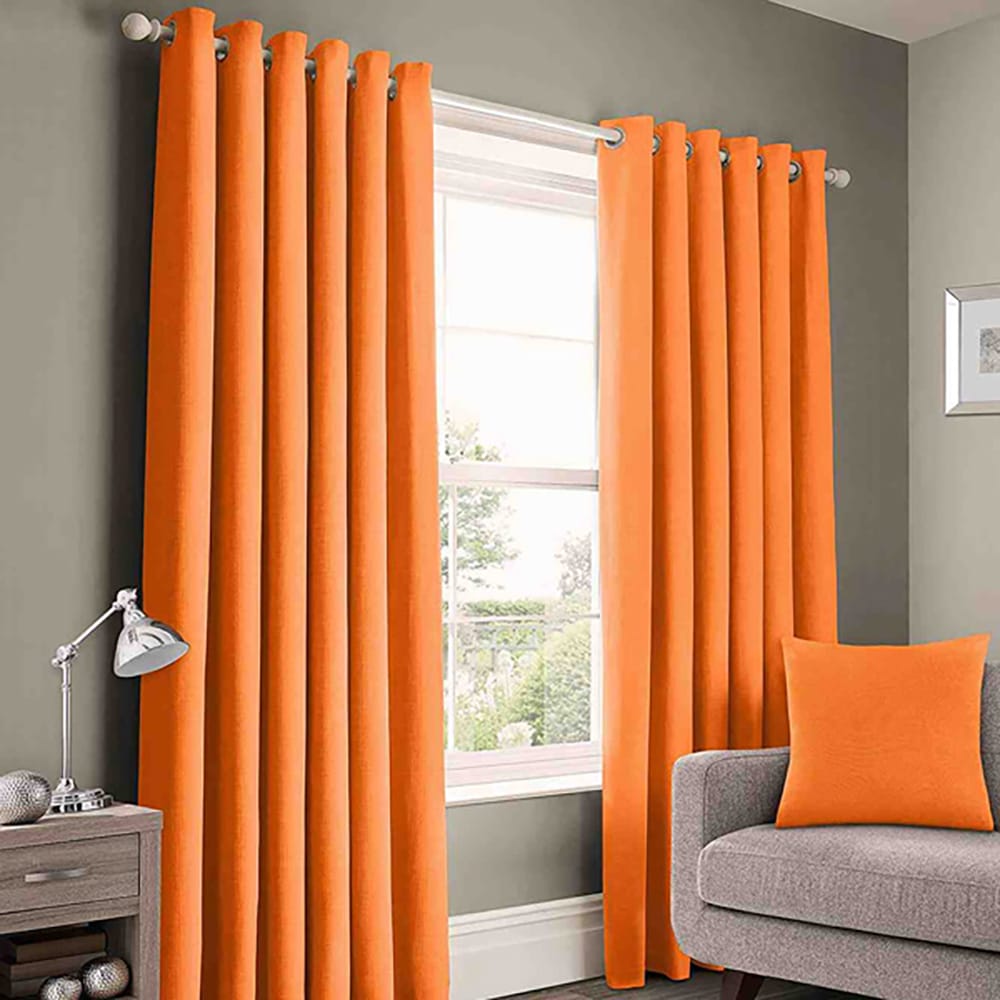 Plain Cotton Curtains - Orange — Plain Curtains price in Pakistan