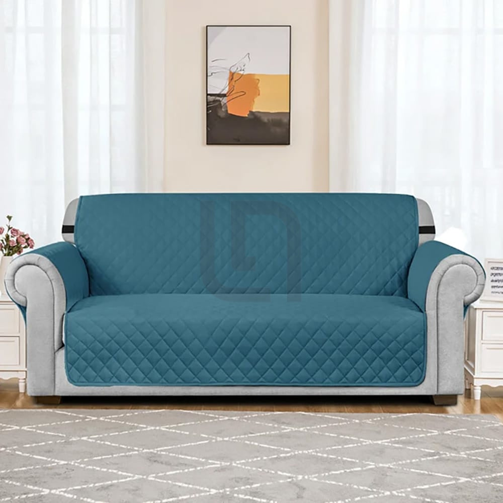 Quilted Non-Slip Box Sofa Cover - Blue — Quilted Sofa Covers price in Pakistan