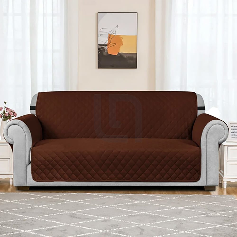 Quilted Non-Slip Box Sofa Cover - Brown — Quilted Sofa Covers price in Pakistan