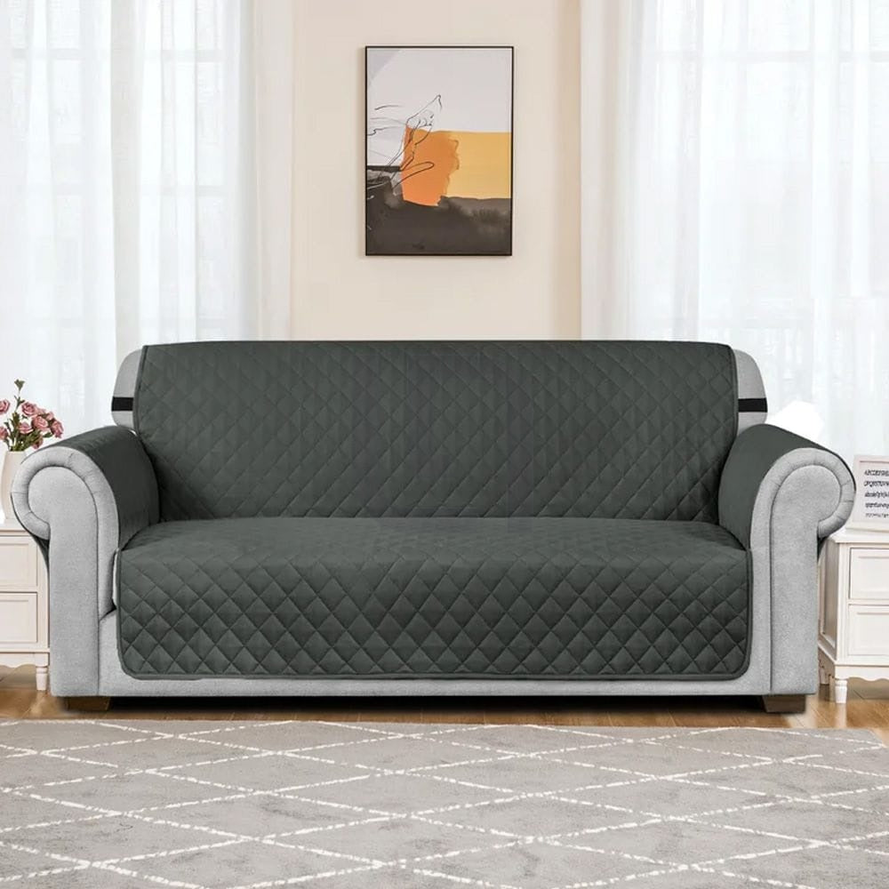Quilted Non-Slip Box Sofa Cover - Grey — Quilted Sofa Covers price in Pakistan