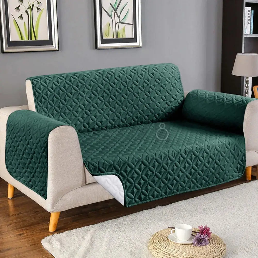 Premium Ultrasonic Quilted Sofa Cover - Green - Anti Slip — Quilted Sofa Covers price in Pakistan