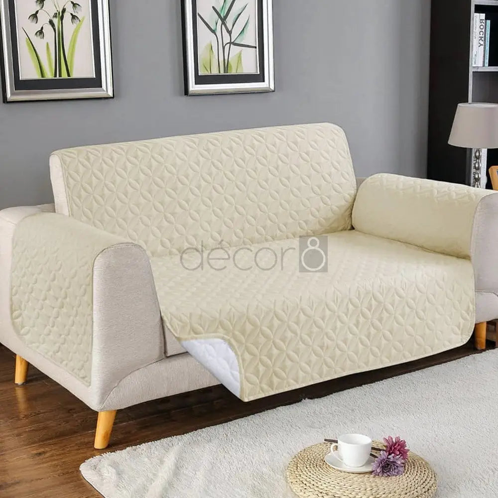 Premium Ultrasonic Quilted Sofa Cover - Off White - Anti Slip — Quilted Sofa Covers price in Pakistan