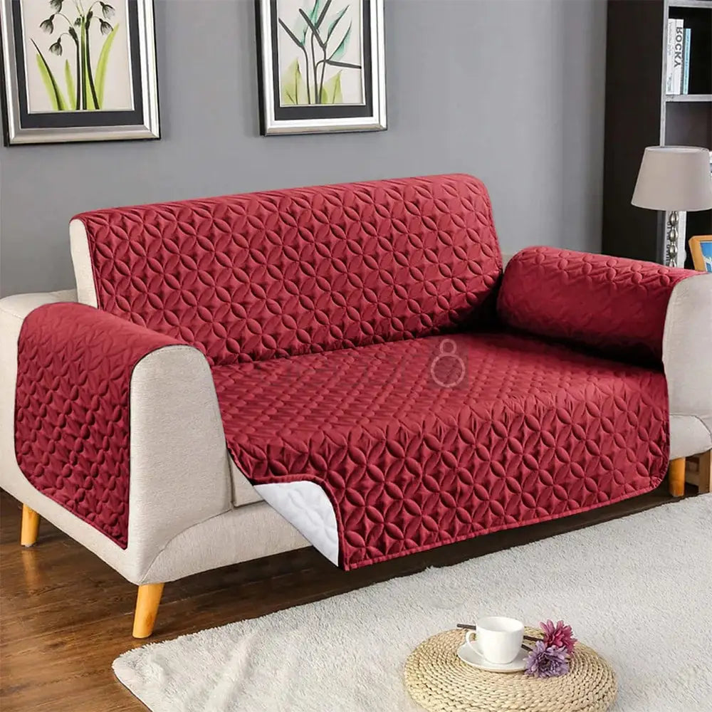 Premium Ultrasonic Quilted Sofa Cover - Maroon - Anti Slip — Quilted Sofa Covers price in Pakistan