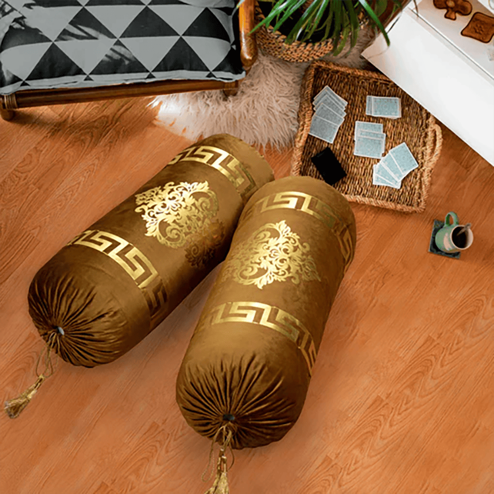 2 Pcs Premium Velvet Round Pillow Cover - Brown β Round Pillow Covers price in Pakistan