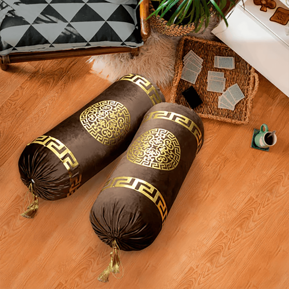 2 Pcs Premium Velvet Round Pillow Cover - Dark Brown β Round Pillow Covers price in Pakistan
