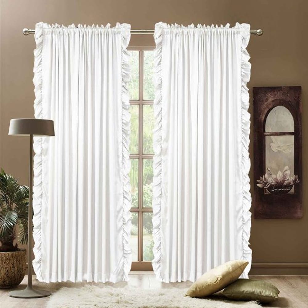 Ruffle curtain luxury silk fabric vertical – White — Ruffle Curtains price in Pakistan