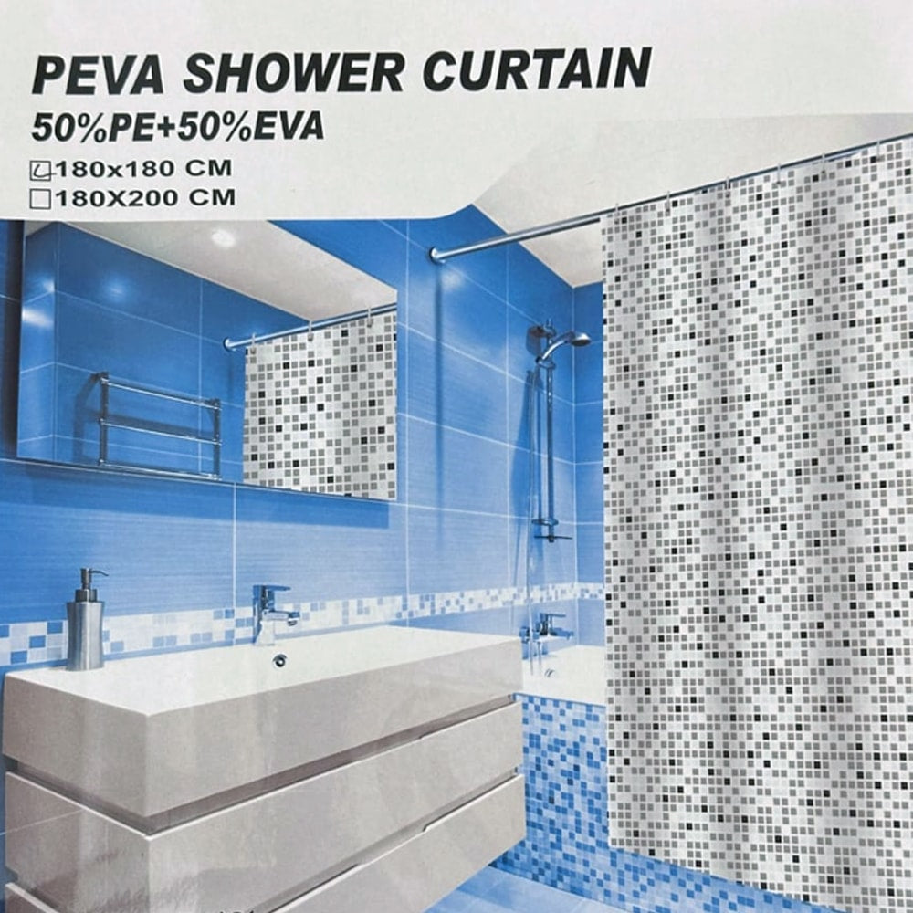 PEVA Waterproof Bathroom Shower Curtain – Grey Blocks — Shower Curtains price in Pakistan