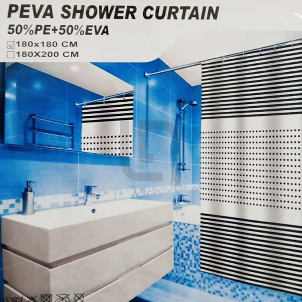 PEVA Waterproof Bathroom Shower Curtain – White Black — Shower Curtains price in Pakistan