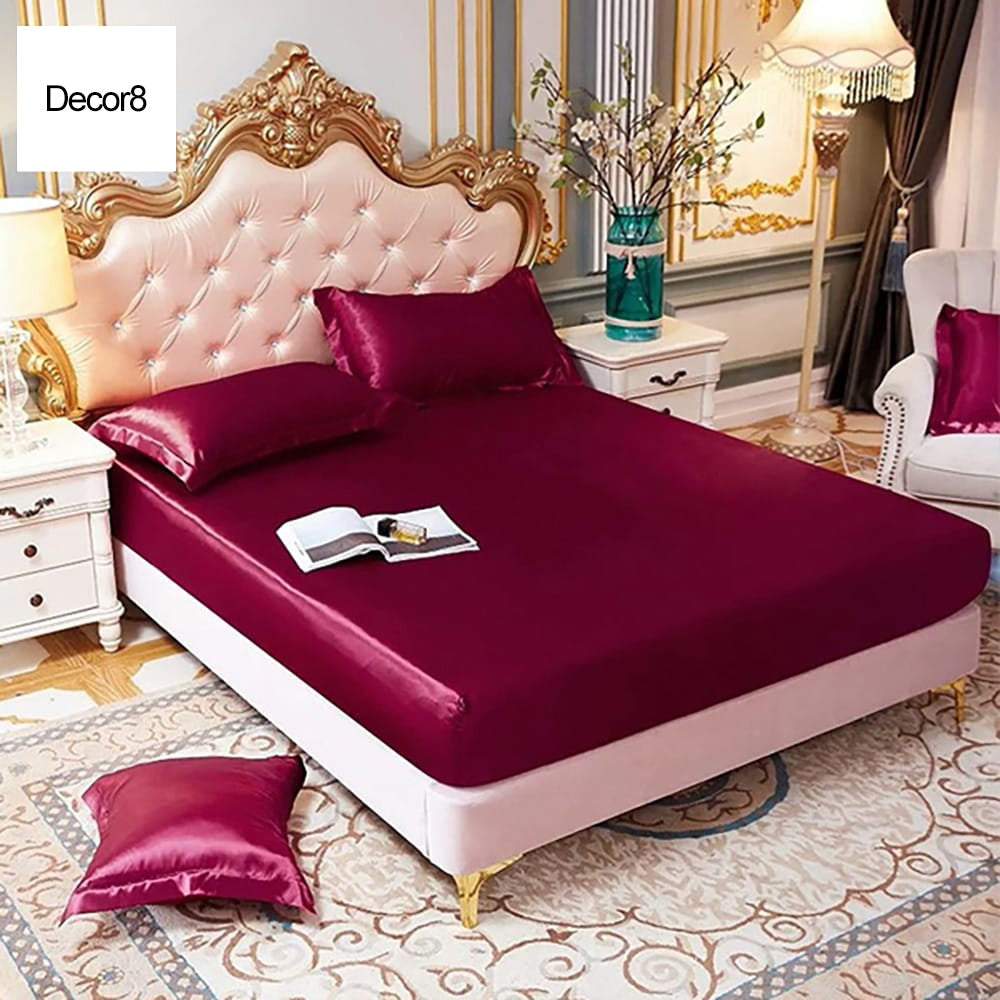 Silk Fitted Sheet - Maroon โ Silk Fitted Sheets price in Pakistan