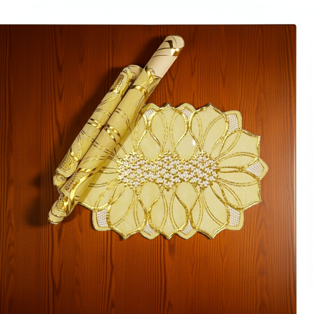 3 pc Coaster Table Mat Set Golden — view 2