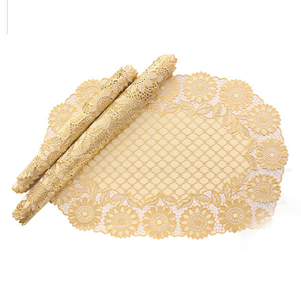 3pcs Coaster Table Mat Set Placemats Coaster Oval Golden β Table Mats price in Pakistan