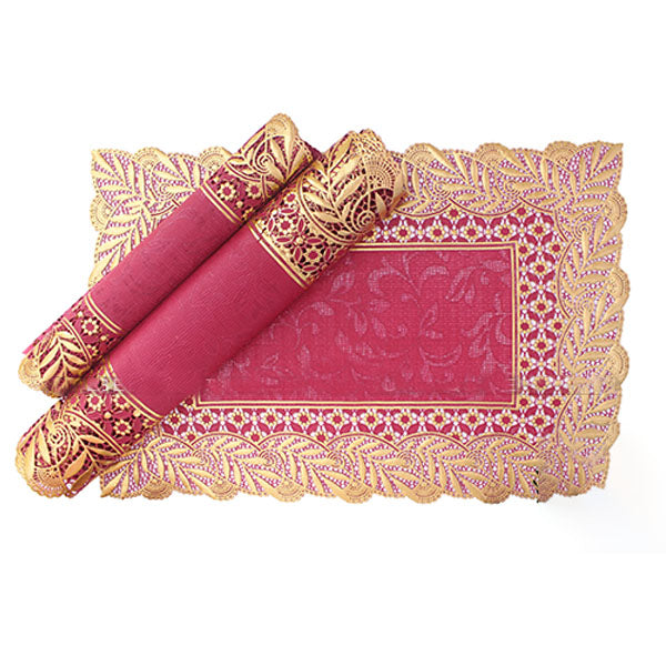 3pcs Coaster Table Mat set Placemats Dressing Table Squarer Crimson β Table Mats price in Pakistan
