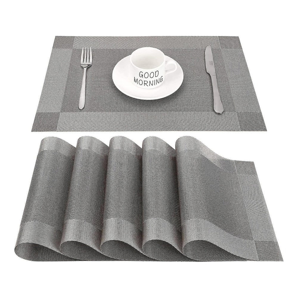 7 Pcs Placements & Table Runner Set Heat Resistant, Washable, Placemats - Grey β Table Runners price in Pakistan