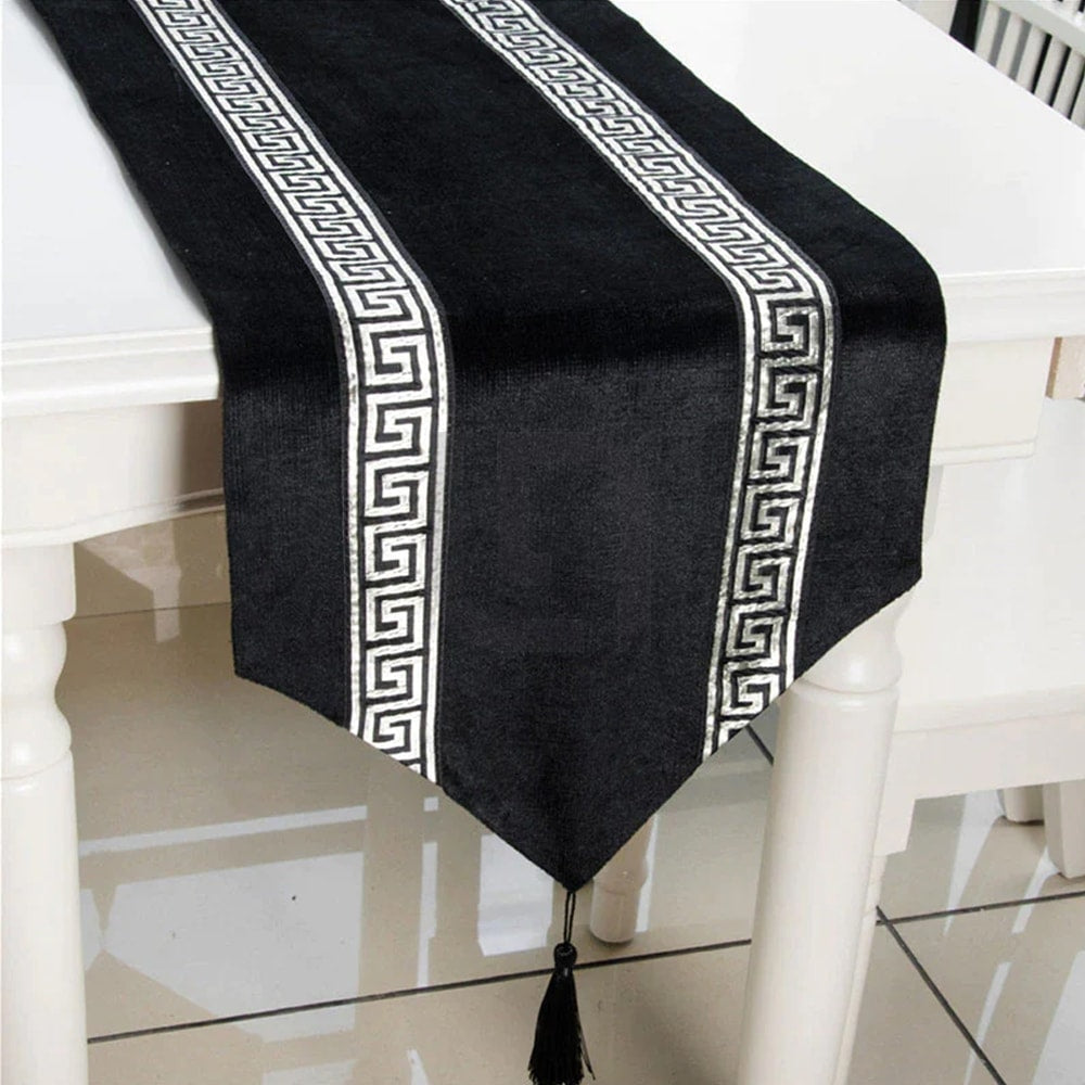 Versace Velvet Table Runner – Silver Black — Table Runners price in Pakistan