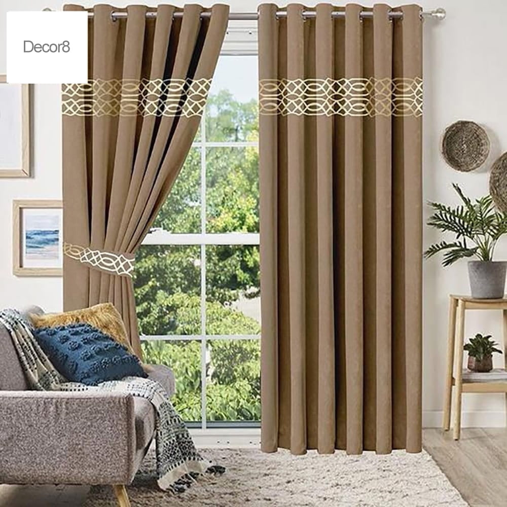 Premium Velvet Curtain Panels - Camel β Velvet Curtains price in Pakistan