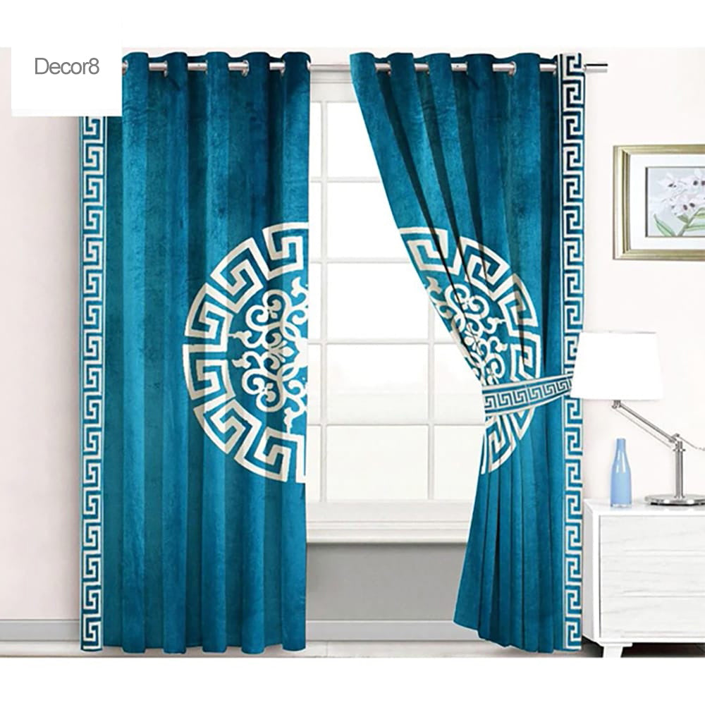 Premium Versace Velvet Curtains - Cyan β Velvet Curtains price in Pakistan