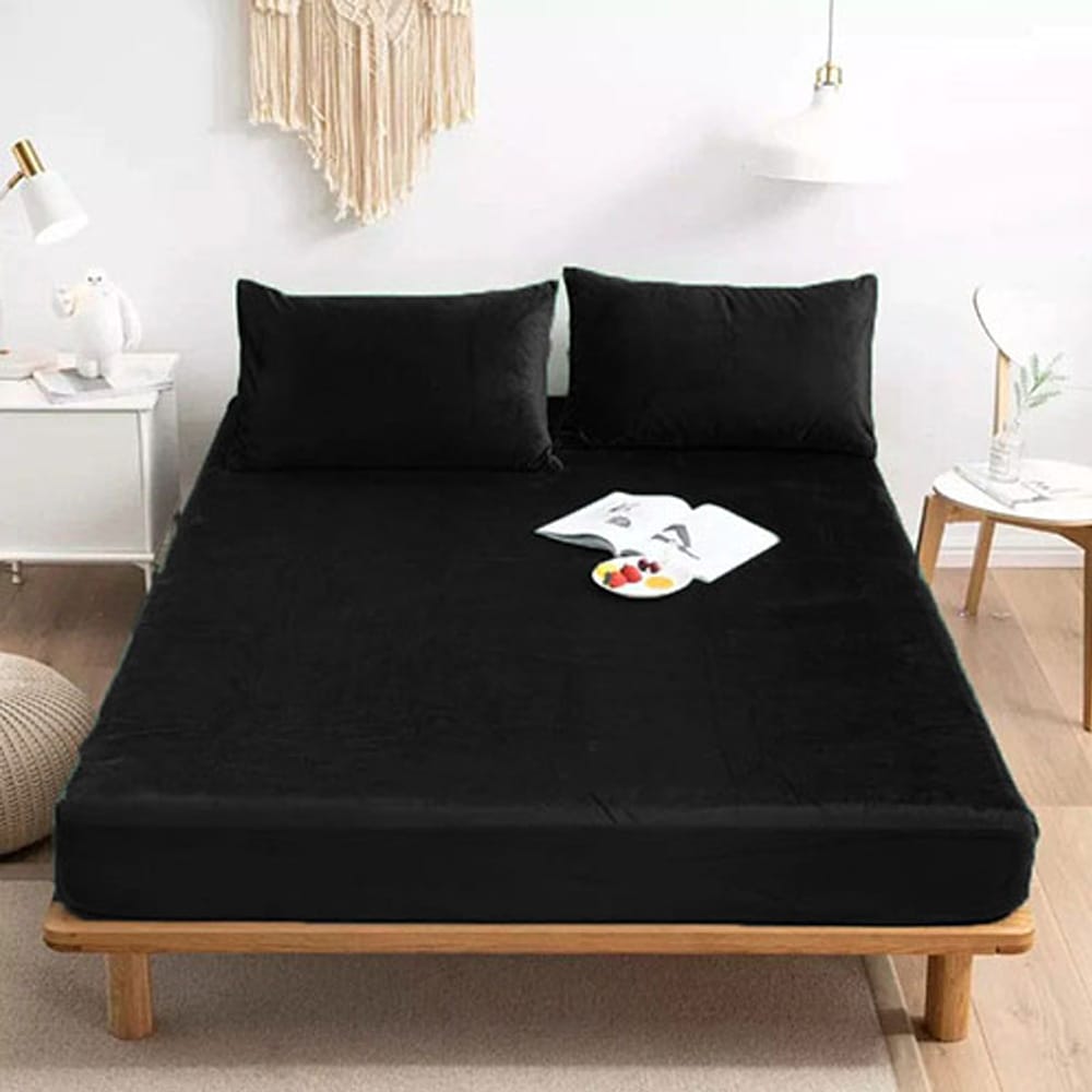 VELVET FITTED BED SHEET β BLACK β Velvet Fitted Sheets price in Pakistan