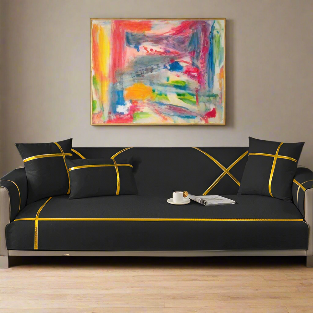 Premium Velvet Sofa Cover - Anti Slip - Black — Velvet Sofa Covers price in Pakistan