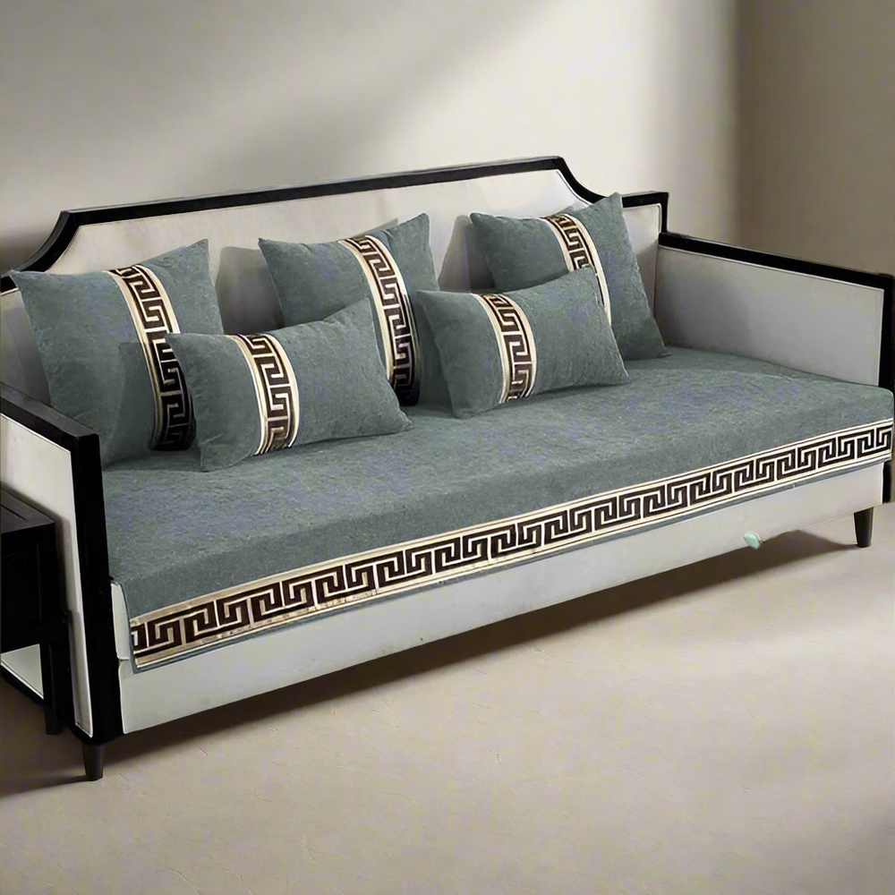 Premium Versace Sofa Cover - Anti Slip - Grey — Velvet Sofa Covers price in Pakistan