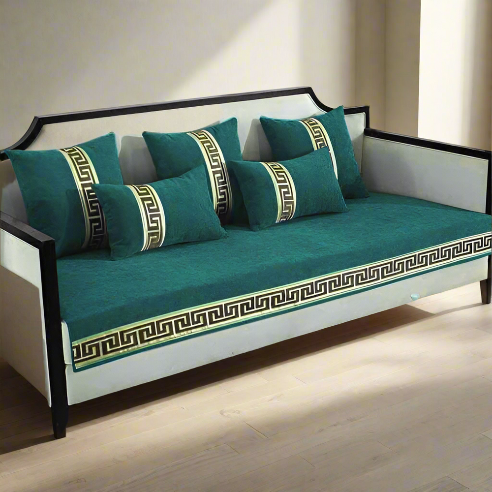 Premium Versace Sofa Cover - Anti Slip - Teal — Velvet Sofa Covers price in Pakistan